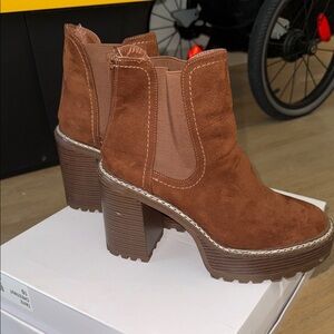 Madden Girl Chestnut Suede Heeled Boots